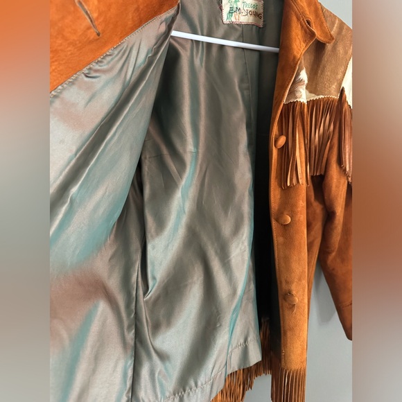 40s 50s Vintage Tregos Westwear
Cowhide Suede Leather Fringe
Jacket Tan Cream - Picture 5 of 9